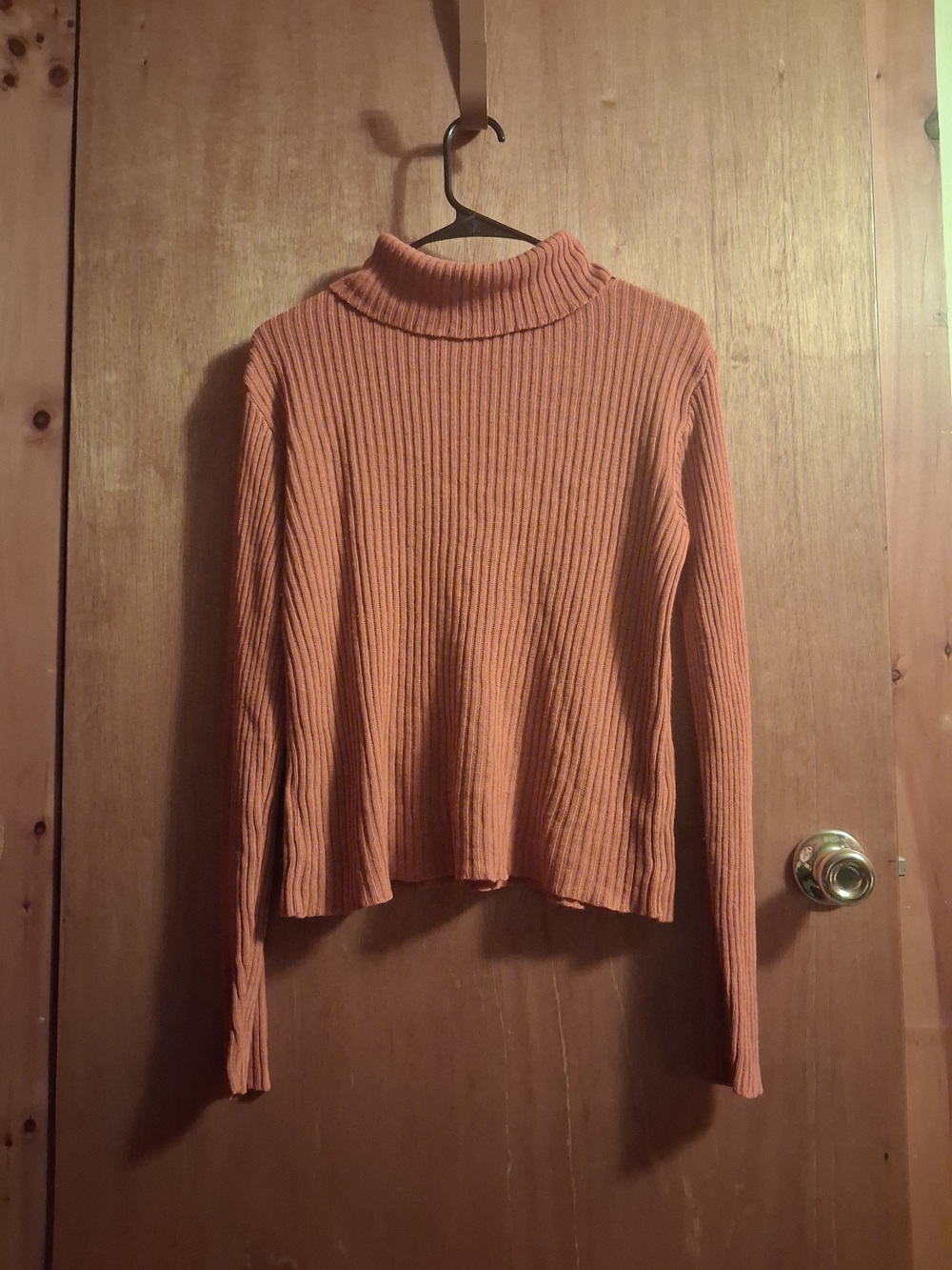 Women’s Ribbed Turtle Neck Sweater - Rust